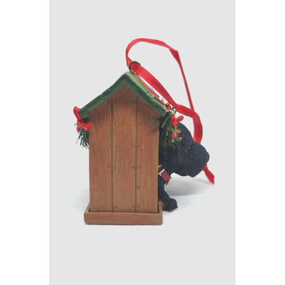 Cute Black Puppy Dog House Red Bows Ornament Kurt S Adler Collectible Display - Picture 5 of 12